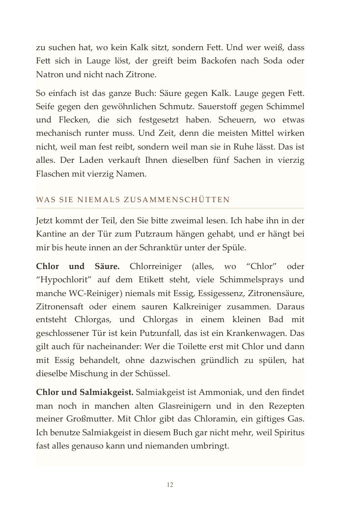 Seite 12: Was man niemals mischt